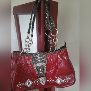 Red sachel style purse..Lots of GLAM!